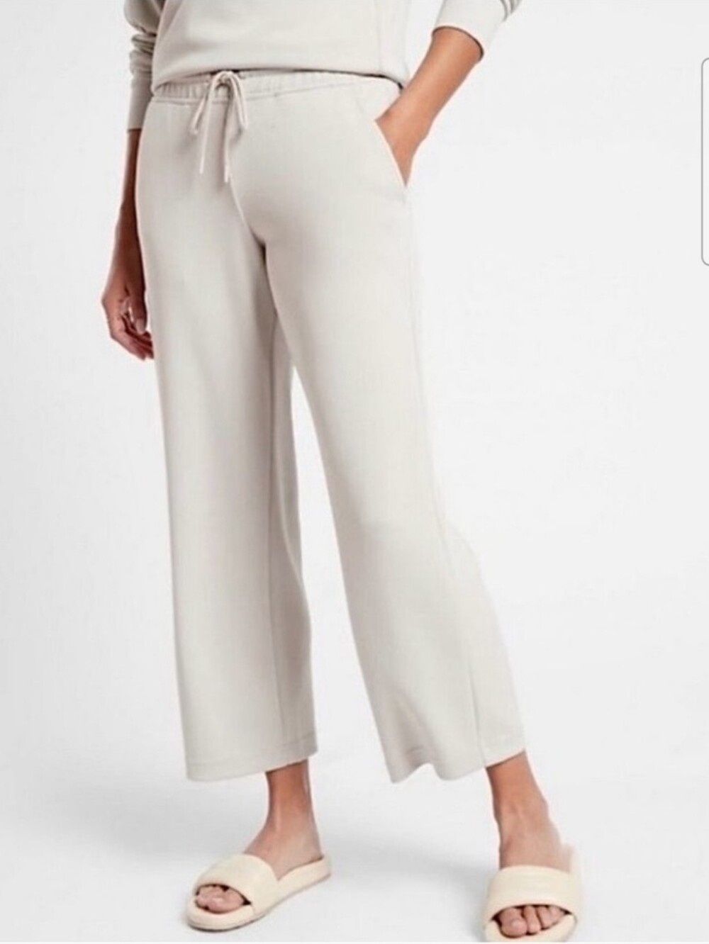 Athleta Light Cream Elastic Waist Lounge Pants